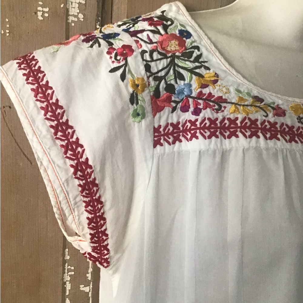 3J Workshop Johnny Was Embroidered Dress White Floral Small - Picture 3 of 12